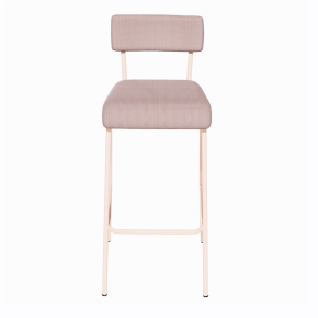 NEW Chaise de Bar Suzie 65cm – Velours côtelé Dossier & Assise Rose Poudré - Pieds Rose Poudré