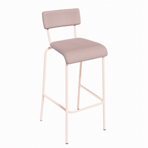 NEW Chaise de Bar Suzie 65cm – Velours côtelé Dossier & Assise Rose Poudré - Pieds Rose Poudré