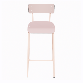 NEW Chaise de Bar Suzie 65cm – Stratifié Dossier & Assise uni Rose Poudré - Pieds Rose Poudré