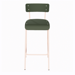 NEW Chaise de bar Suzie 65cm - Stratifié Dossier & Assise stratifié uni Avocado - Pieds Rose Poudré