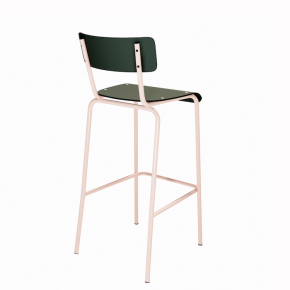 NEW Chaise de bar Suzie 65cm - Stratifié Dossier & Assise stratifié uni Avocado - Pieds Rose Poudré