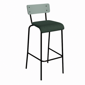 NEW Chaise de bar Suzie 75cm – bi-matière Dossier Kaki & Assise Velours côtelé Vert Forêt - Pieds Noirs