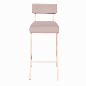 NEW Chaise de Bar Suzie 75cm – Velours côtelé Dossier & Assise Rose Poudré - Pieds Rose Poudré