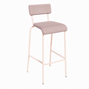 NEW Chaise de Bar Suzie 75cm – Velours côtelé Dossier & Assise Rose Poudré - Pieds Rose Poudré
