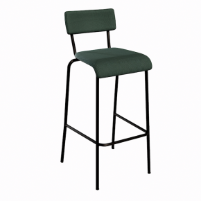 NEW Chaise de bar Suzie 75cm - Velours côtelé Dossier & Assise Vert Forêt - Pieds Noirs