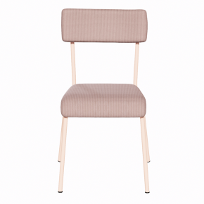 NEW Chaise d’écolier Adulte Suzie Velours côtelé Dossier & Assise Rose poudré - Pieds Rose poudré