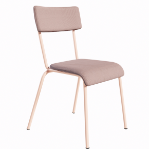 NEW Chaise d’écolier Adulte Suzie Velours côtelé Dossier & Assise Rose poudré - Pieds Rose poudré