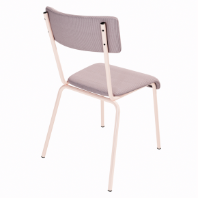NEW Chaise d’écolier Adulte Suzie Velours côtelé Dossier & Assise Rose poudré - Pieds Rose poudré