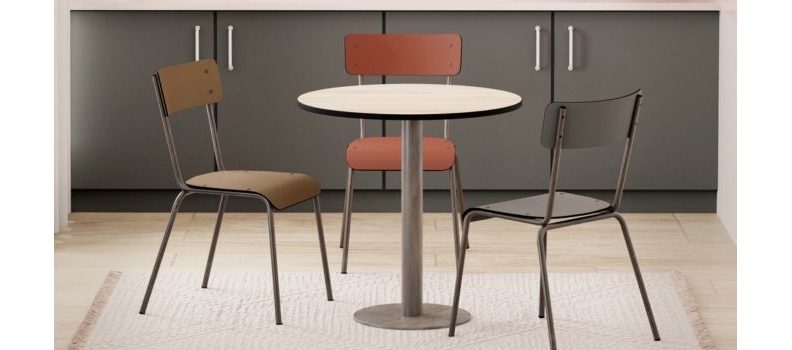 Tables rondes 4 pieds : Robustesse et style rétro en stratifié – Les Gambettes