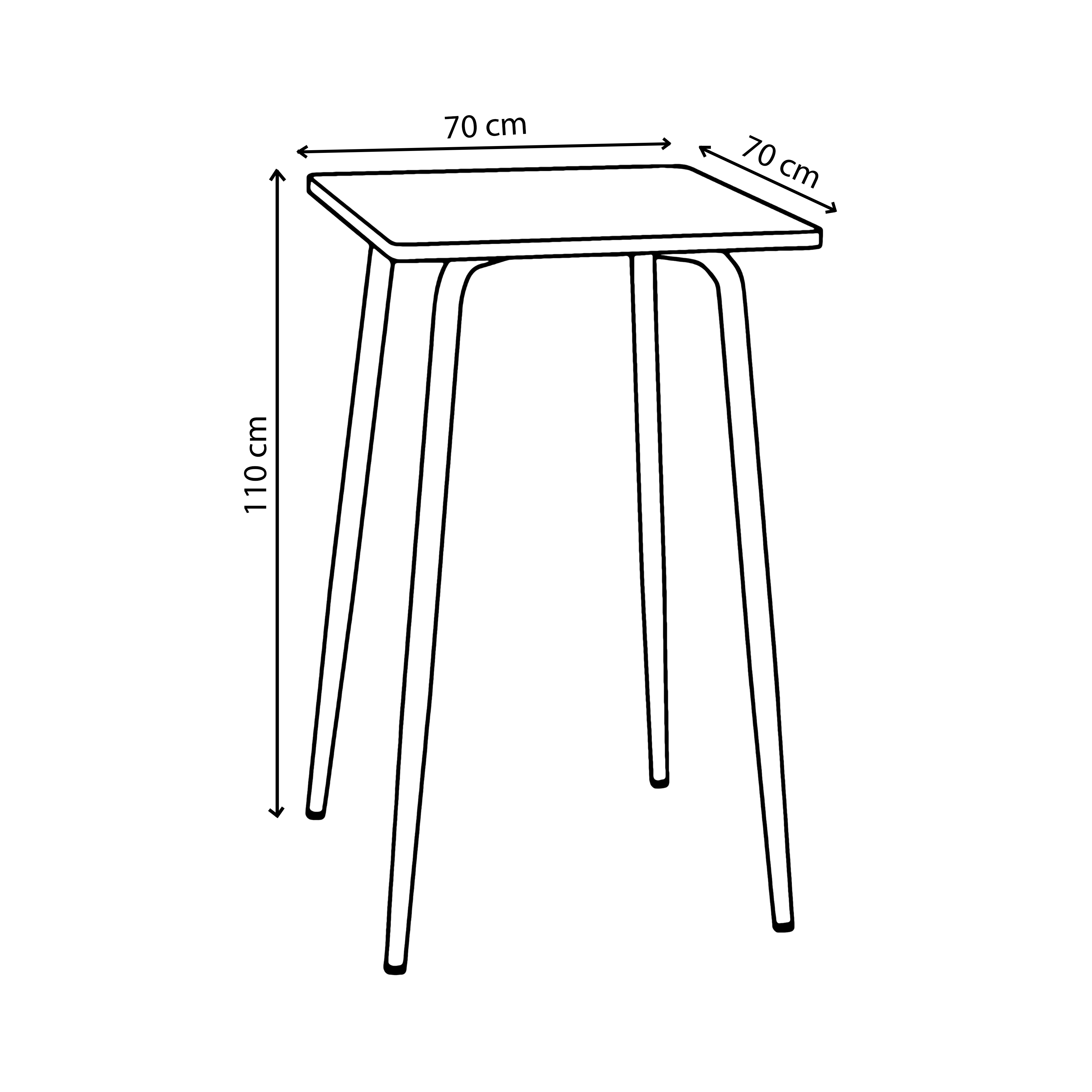 Tabouret de bar Marcel - uni Kaki pieds noir - 75 cm