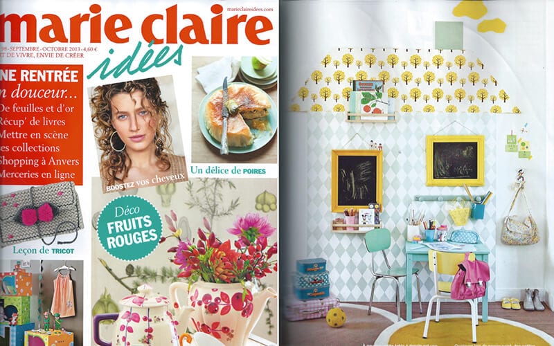marie claire idées les gambettes parution presse decoration chaise suzie jaune vintage design home decor