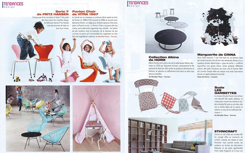 tendances design les gambettes parution presse chaise suzie motif vichy carreaux de ciment formica retro vintage mobilier design