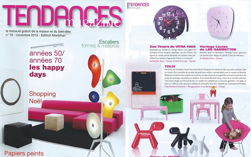 parution presse les gambettes tendances magazine horloge louise pendule formica