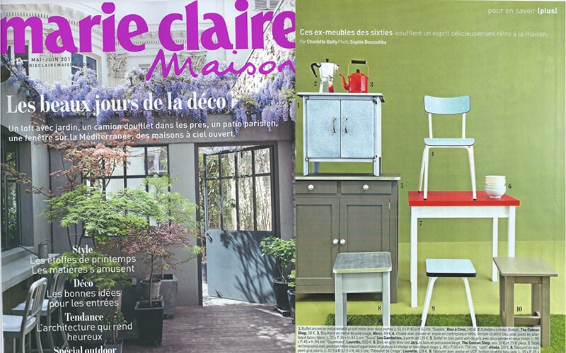 les gambettes parution presse marie claire maison chaise little suzie bleu bureau régine rouge coquelicot retro design