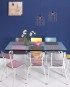 50's Dining room Blue Pink Grey and Yellow