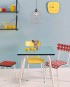 les gambettes table véra bleu jade chaise suzie vichy rouge